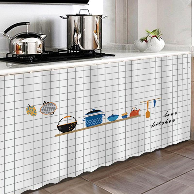 整体橱柜遮挡布帘遮挡帘防水防油台柜子帘子杂物厨房门帘防尘遮丑