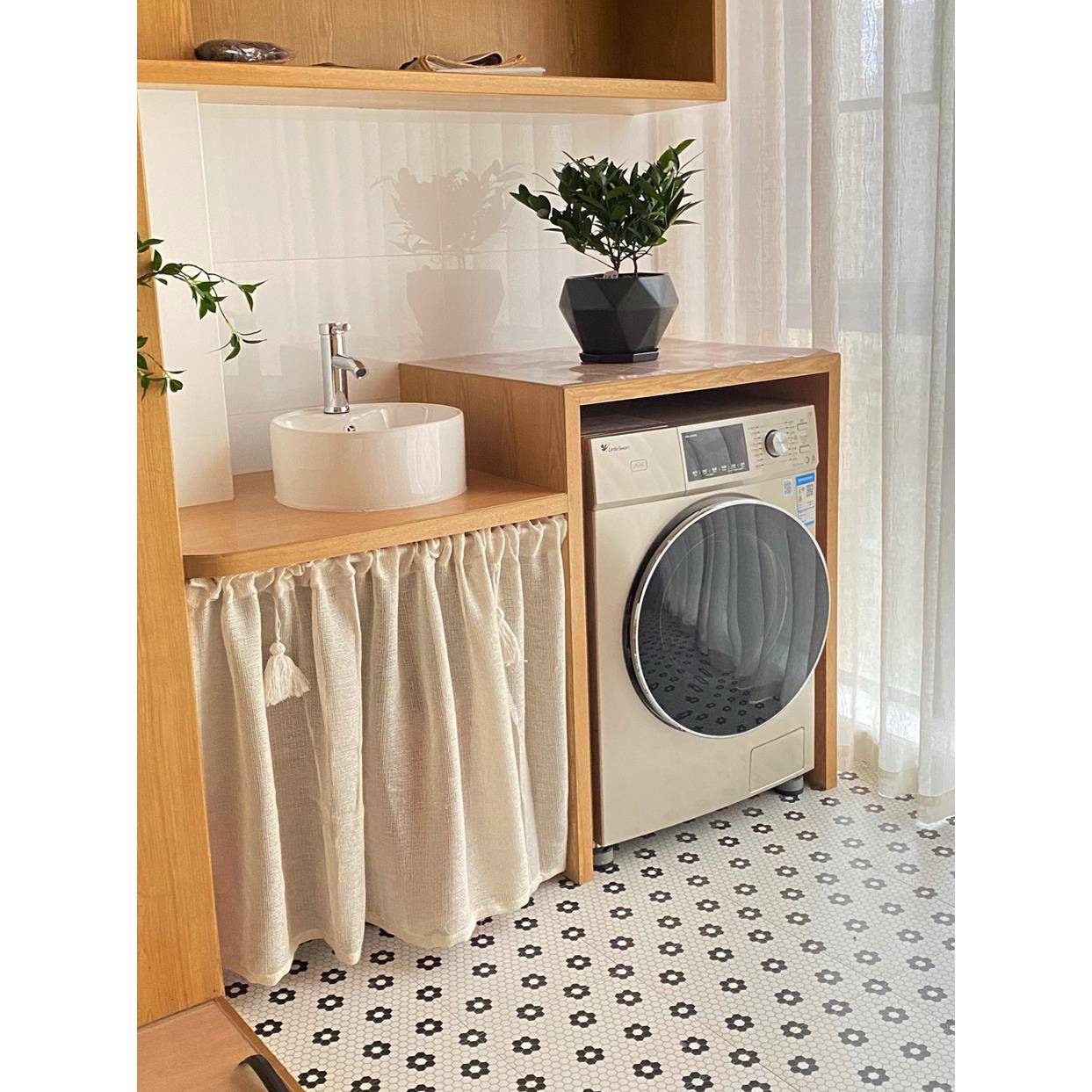 思幔复古棉麻日式纯色短帘文艺免打孔北欧隔断帘门帘半帘美式窗帘