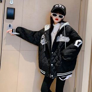 女童外套冬装2025爆款时髦棒球服洋气儿童上衣中大童冬装加绒棉服