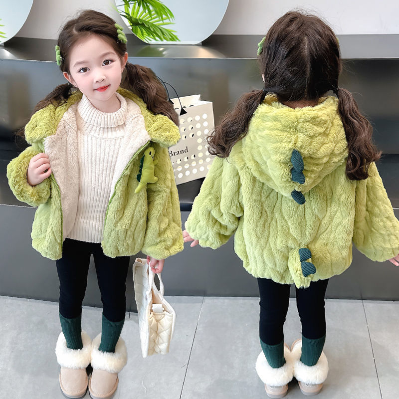 童装棉袄加绒外套毛衣女童恐龙冬季洋气新款儿童加厚男童宝宝棉衣