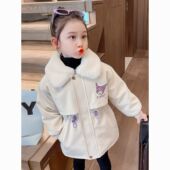 小女孩加绒夹克潮 女宝宝库洛米皮衣冬装 女小童派克服外套冬季 时尚