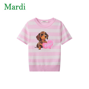 T恤时尚 MARDI 短袖 套头条纹针织衫 精品百搭显瘦 玛尔帝女士夏季