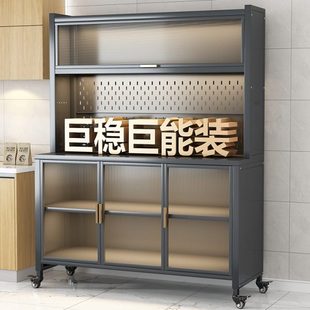 厨房置物架岩板餐边柜落地多层储物柜多功能微波炉收纳柜碗柜橱柜
