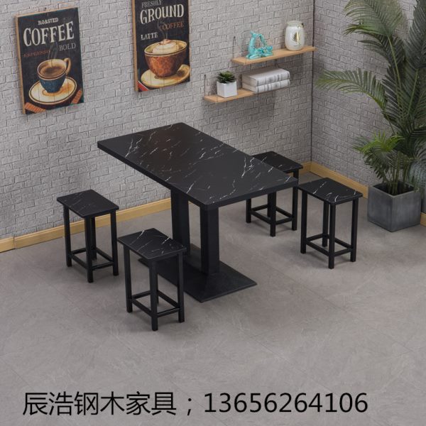 简易快餐桌椅组合小吃店饭店桌椅经济型咖啡厅食堂面馆中式餐厅桌