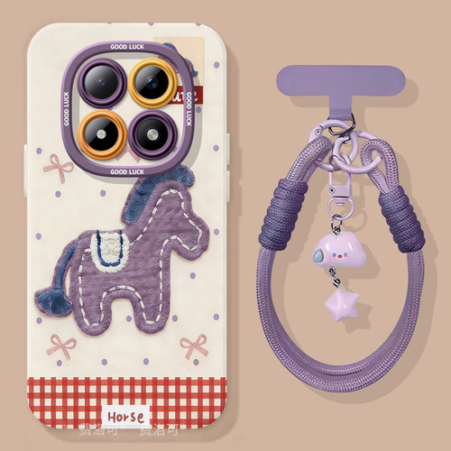 刺绣小狗适用红米turbo4pro手机壳note13新款note15pro全包12防摔turbo3软10外壳8的7redminote9小米高级好看