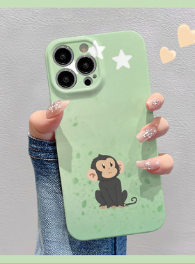猴子绿色适用于苹果华为vivo小米oppo红米荣耀一加iPhone16手机壳15promax菲林14夏i13新款12女mate70pro趣味