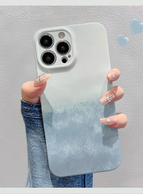 蓝米水彩适用苹果华为vivo小米oppo红米荣耀一加iPhone16手机壳15promax菲林14夏日i13新款12女mate70pro趣味