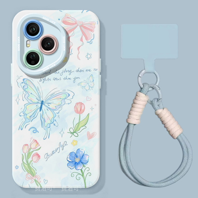 蝴蝶小花适用华为荣耀400手机壳300pro新款100新机200硅胶50高端80镜头20s青春版90全包70保护壳30外壳女60