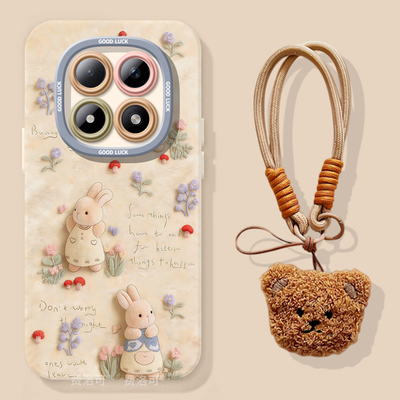 彼得小兔适用红米turbo4pro手机壳note13新款note15pro男款12防摔turbo3软10新年8的7redminote9小米高颜值套