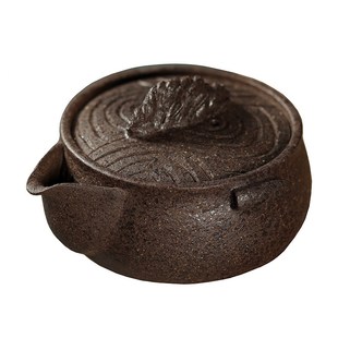 慕砚 纯手工千里江山宝瓶壶家用复古手抓壶盖碗茶具 日式 粗陶茶壶