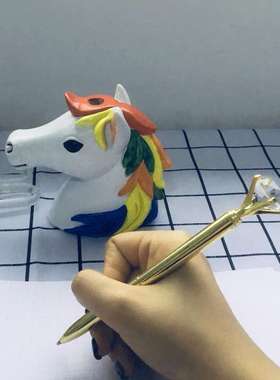 Unicorn Penholder彩虹独角兽笔架笔筒INS粉嫩少女心笔座摆设笔插