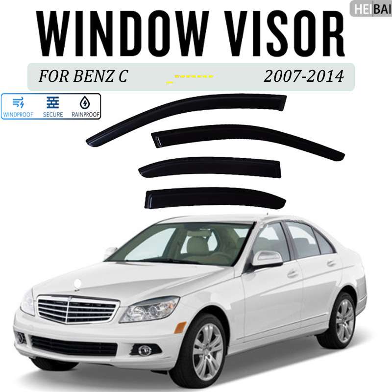 适用于2007-2014奔驰 BENZ C晴雨挡雨眉装饰改装遮雨档黑武士版
