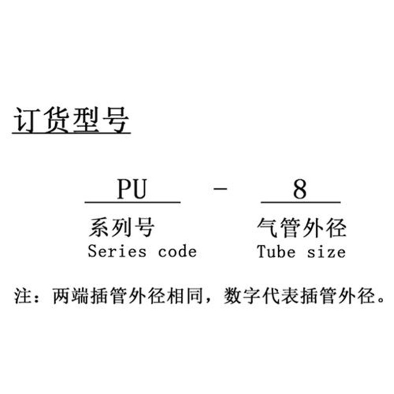 白色气动快速快插接头PU-4 6 8 10 12 J14 16气管直通变径PU软管