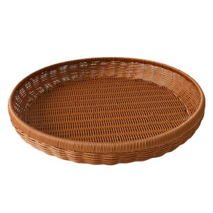 仿藤手工编织f收纳筐家用洗菜篮水果篮子整理托盘仿圆形簸箕晾晒