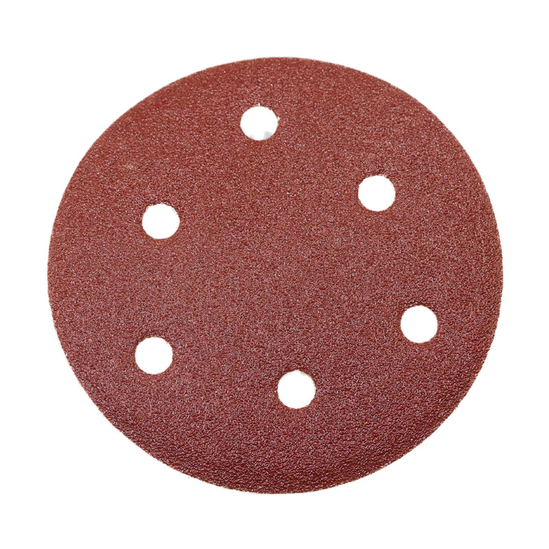 5寸6孔8孔植绒砂纸干磨沙皮圆形气磨C机抛光打磨片125mm拉绒自粘