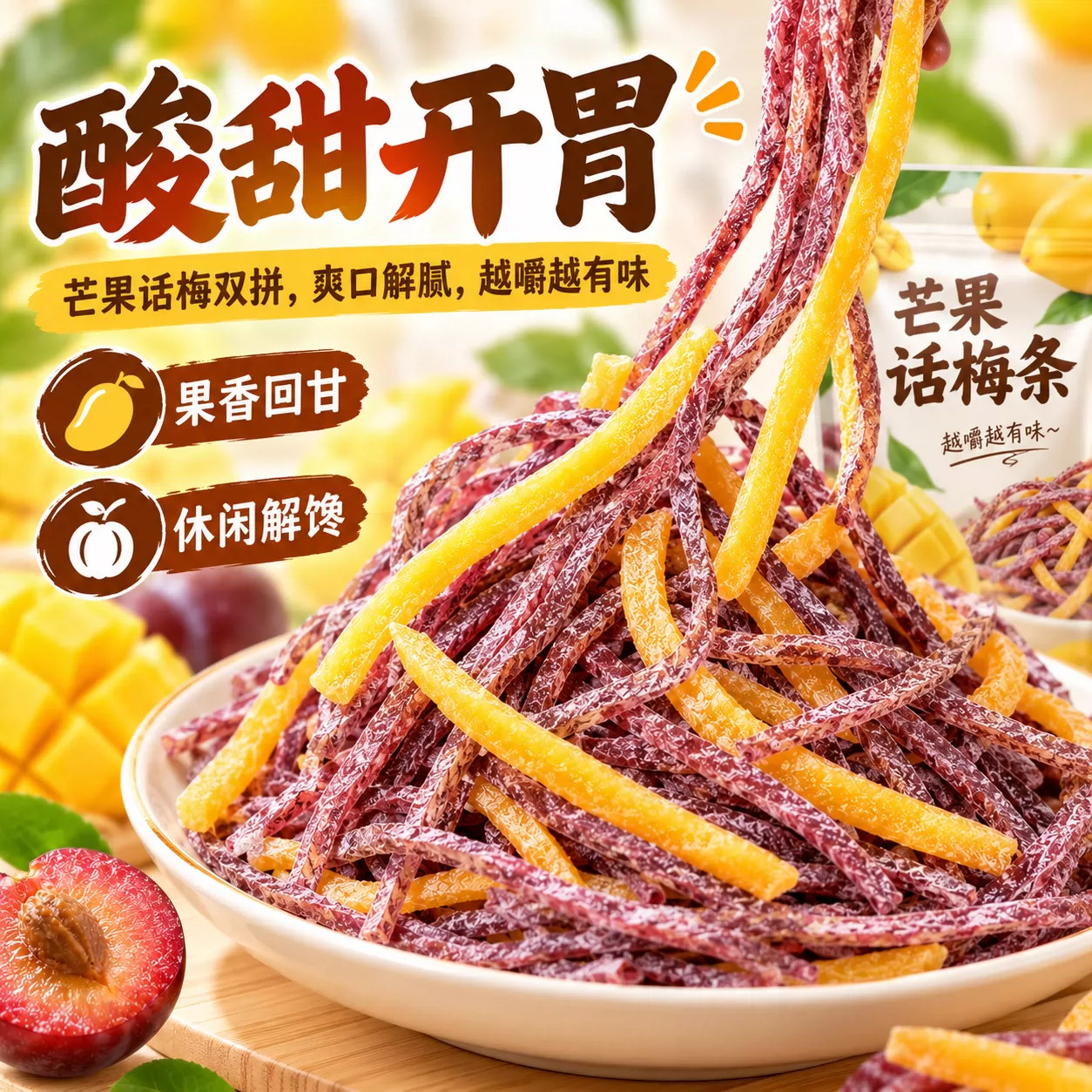 芒果话梅丝酸甜芒果干青梅丝梅条混合果干零食网红零食蜜饯旗舰店