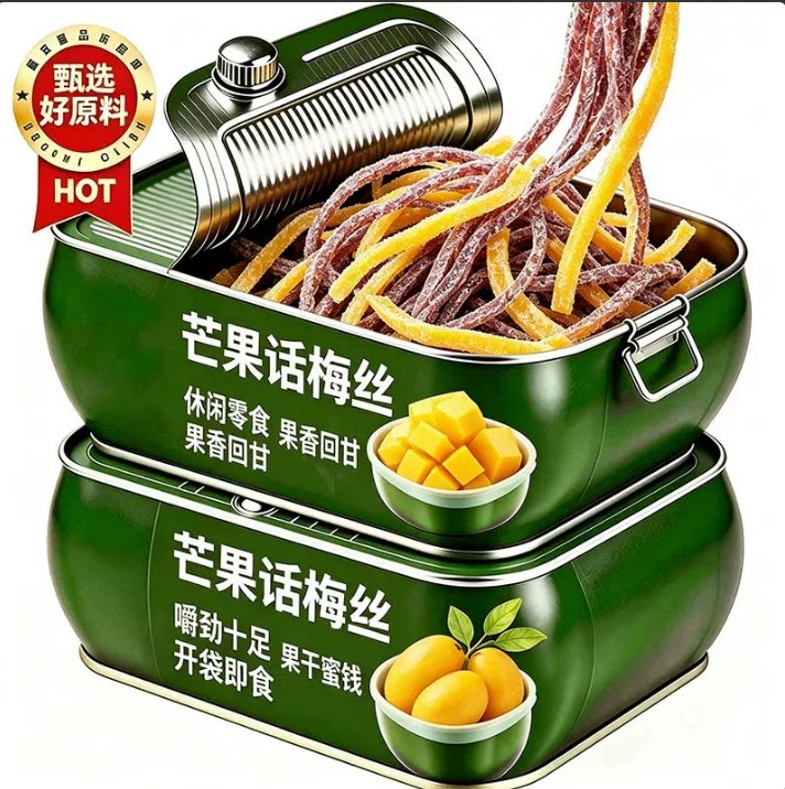 芒果话梅丝酸甜芒果干青梅丝梅条混合果干零食网红零食蜜饯旗舰店