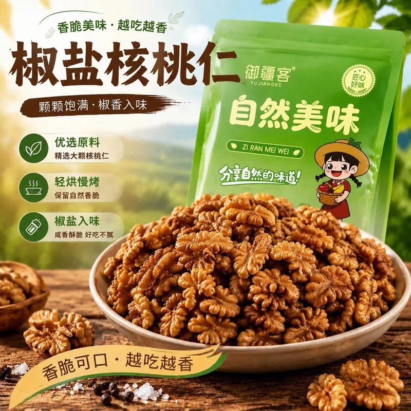 【新鲜现剥】椒盐核桃仁袋装配料表干净休闲零食坚果