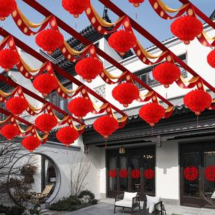 饰品波浪旗 婚庆户外室外拉花彩旗婚礼彩条布置农村院子结婚彩带装