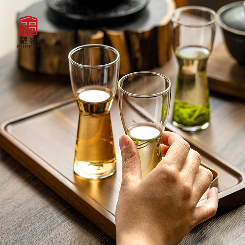 福容简杯高硼硅耐热玻璃家t用绿茶杯个人泡茶杯茶具办公室喝水杯