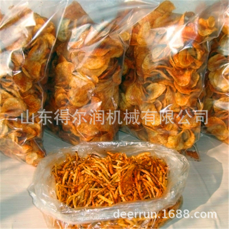 湖南红苕丝油炸锅 高温油炸自动翻锅出料 炸芋头条生产流水线机器