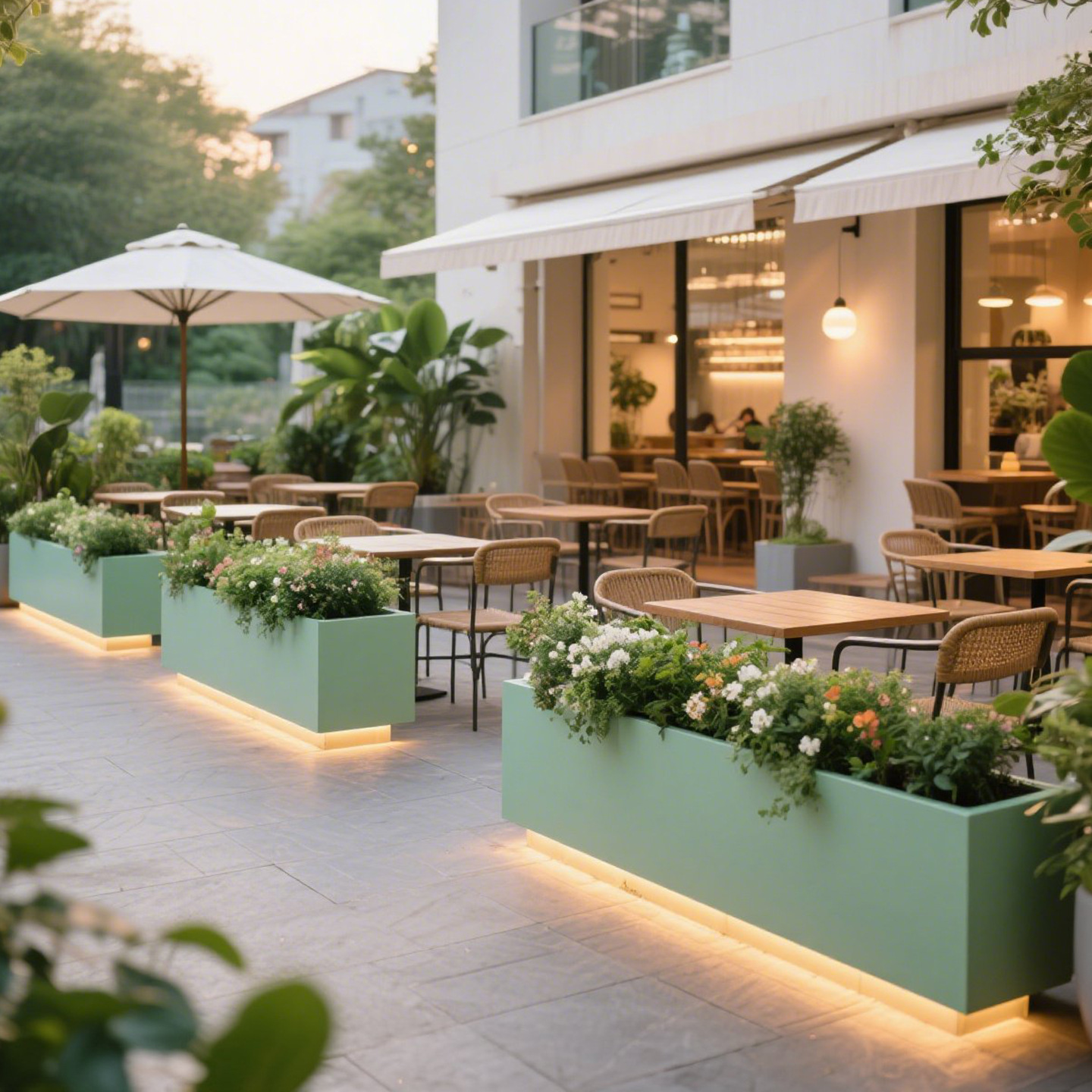 户外花箱花箱商业街广场金属种植花箱咖啡厅店市政金属花箱组合