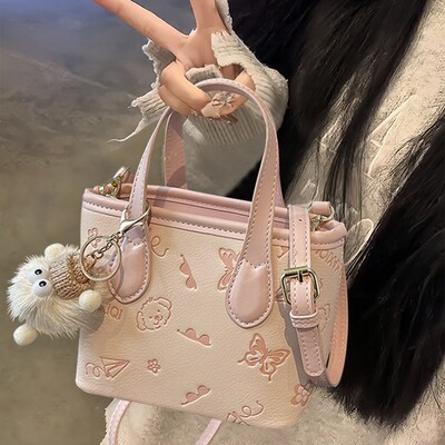 可爱高级感粉色托特包包女小个子