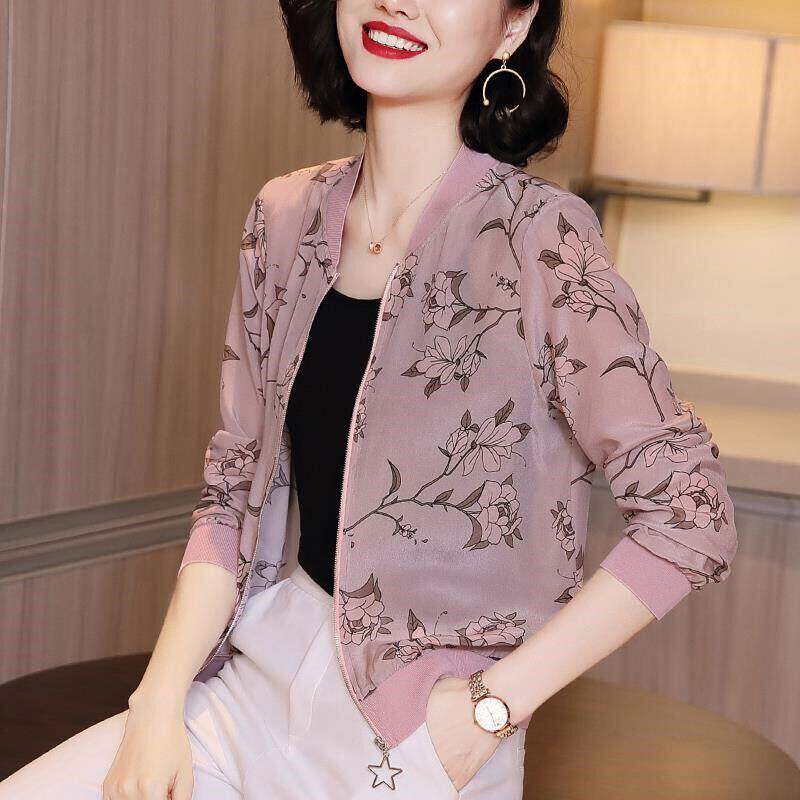 外搭棒球服外套2026夏新款短款雪纺防晒衣女款百搭显瘦大码妈妈装