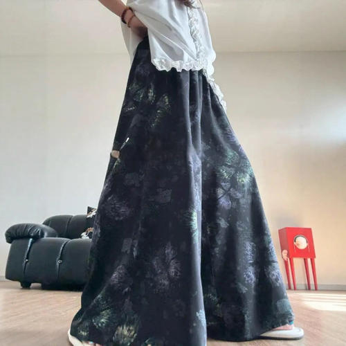高端绵绸裤裙双口袋百搭女夏宽松显瘦凉快人造棉遛弯裤外穿半身裙