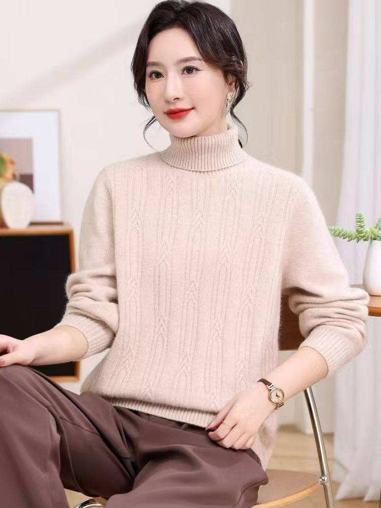 双鹿专柜正品羊毛衫女高领加厚宽松版羊驼绒保暖漂亮内搭毛衣米色,女装/女士精品,毛针织衫,淘宝优惠券,粉丝福利购,淘宝优惠卷