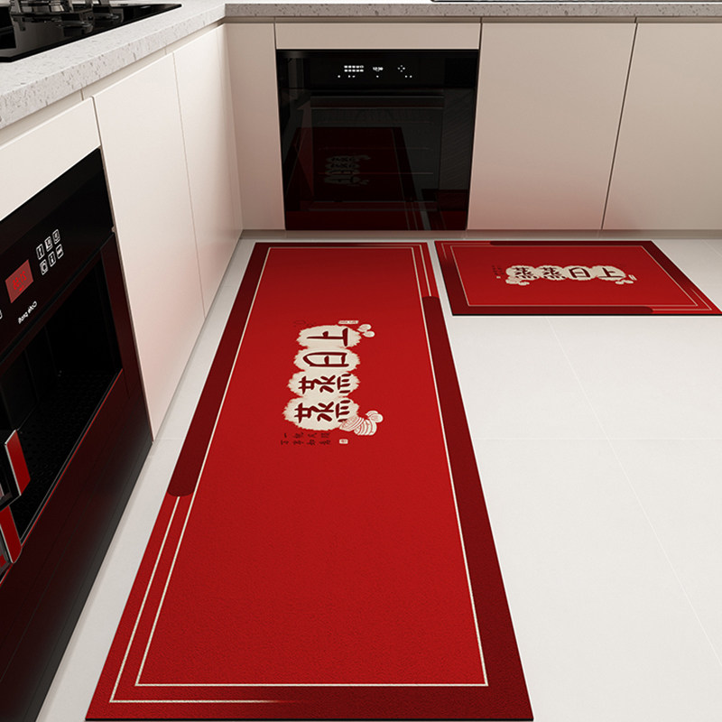 蒸蒸日上厨房地垫矽藻泥红色喜庆吸水J防滑脚垫结婚新年厨房地毯,居家布艺,厨房地垫,淘宝优惠券,粉丝福利购,淘宝优惠卷