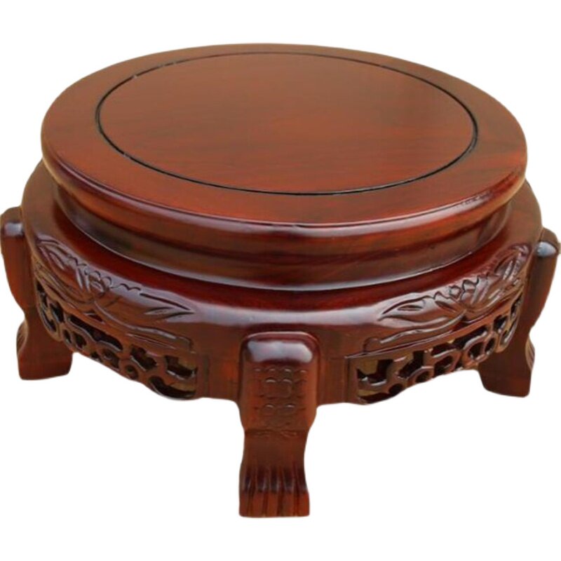 木质鱼缸架实木圆形老酒底座立柱C空调底架盆景架矮花架子大花瓶