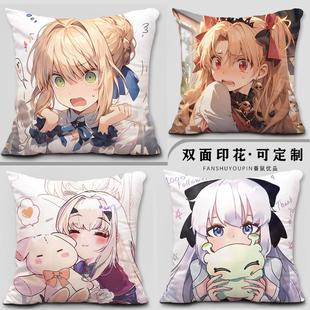 fate抱枕saber远坂凛尼禄黑贞德梅林fgo学生午休趴睡枕头靠垫枕