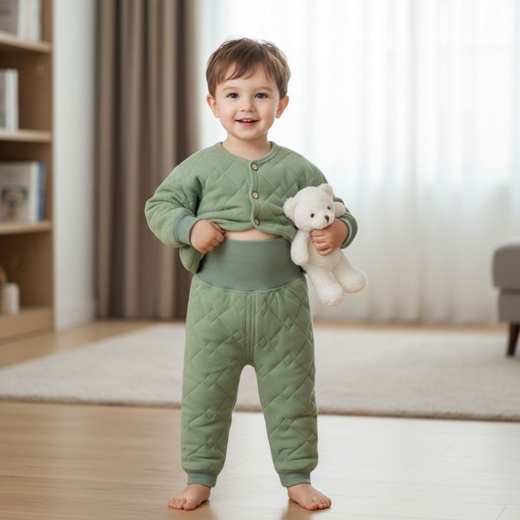 儿童加绒棉袄校服神器男女童保暖内衣套装秋冬三层中大童夹绒内穿