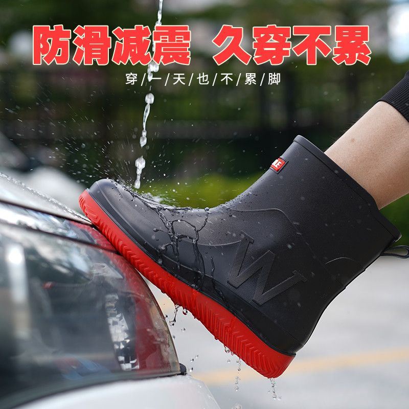 雨鞋男士防滑厨房工地防水鞋男女款加可拆棉保暖中筒胶鞋雨靴水靴