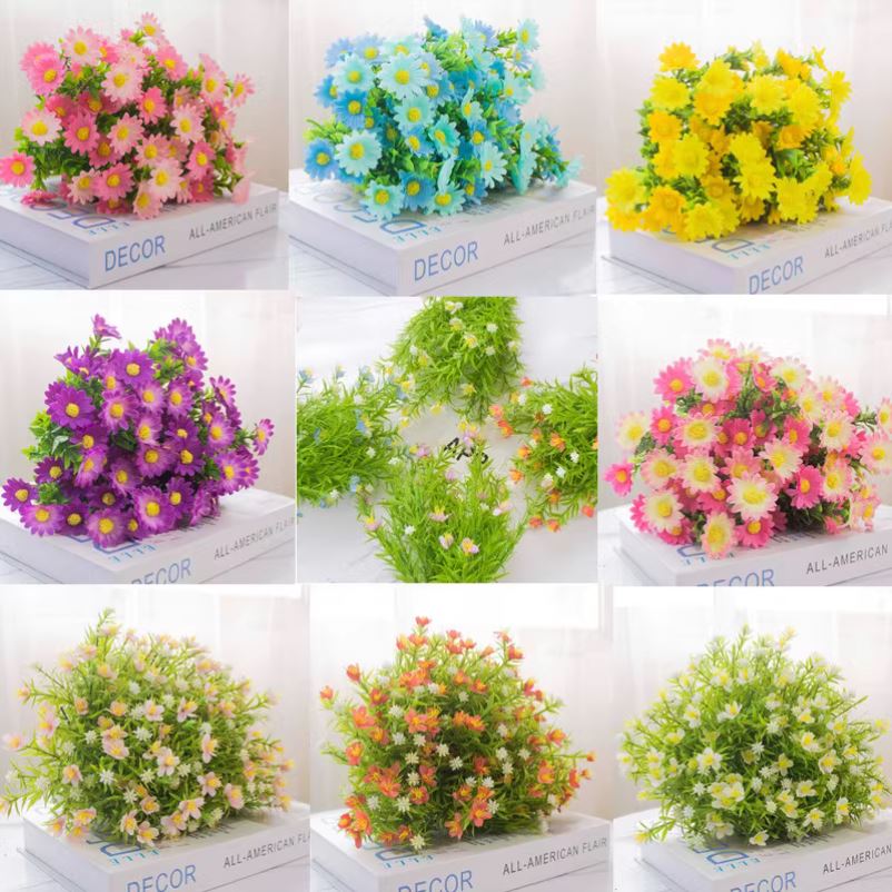 单支假花仿真花仿真雏菊杜鹃花绢花花槽栅栏小把束花插花装饰花摆
