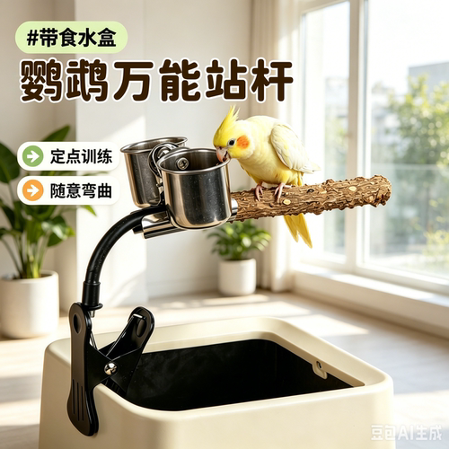 宠帮仕鹦鹉定点排便花椒木站杆