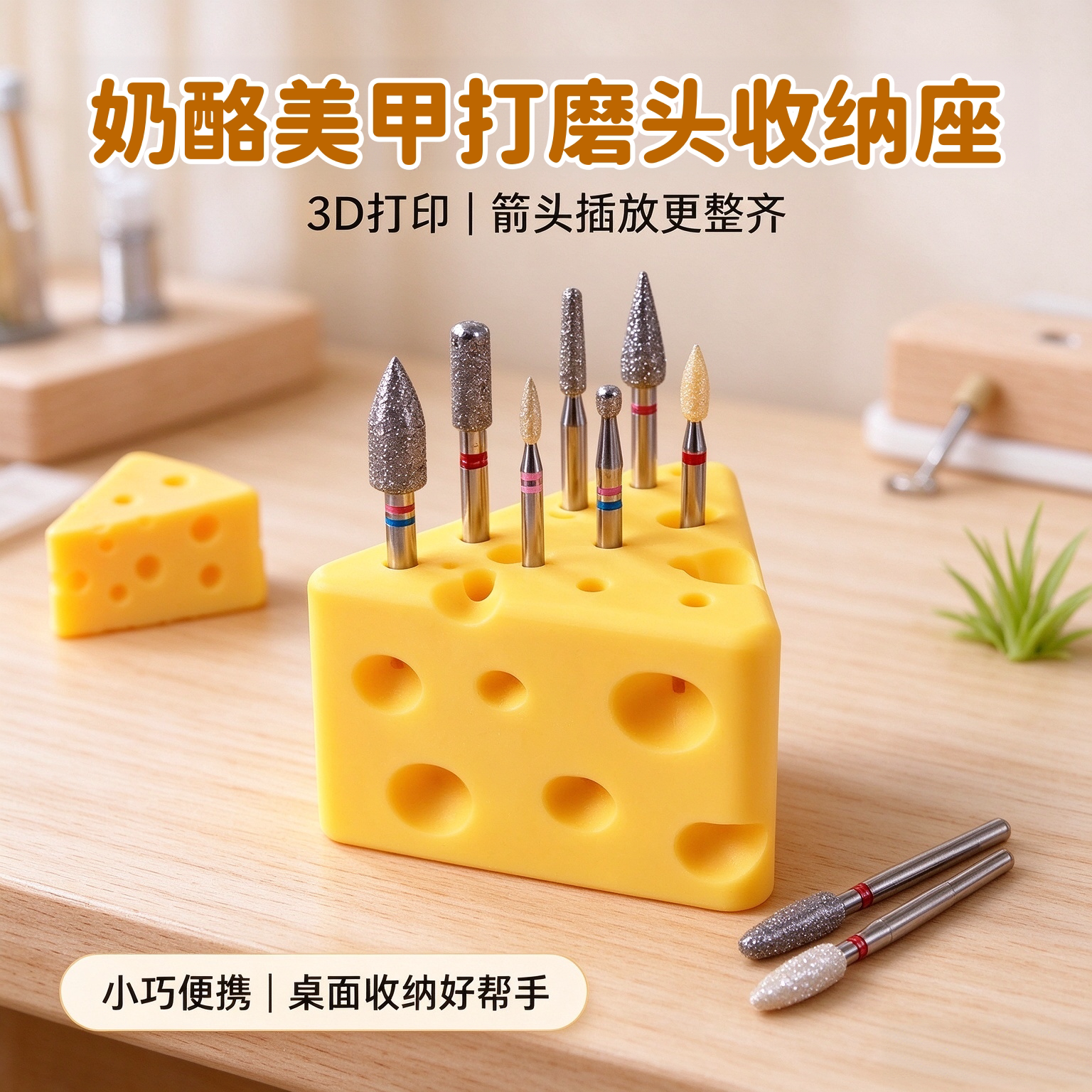 3D打印奶酪美甲打磨头收纳盒
