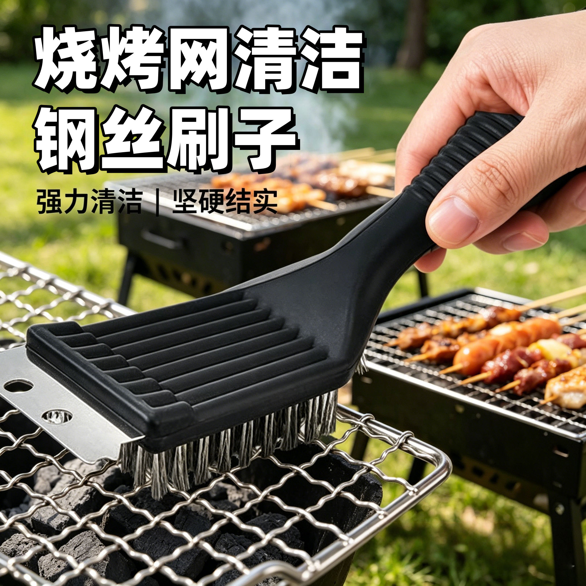 烧烤炉清洁刷长柄清洁工具钢丝刷烧烤网专用烧烤架刷子不锈钢清洁