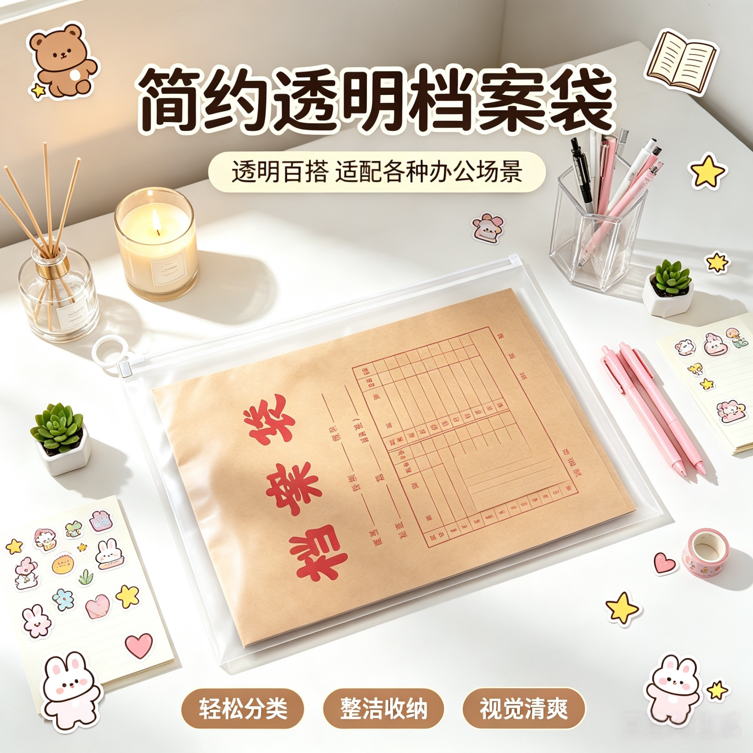 B4文件袋加厚防水防尘收纳袋办公用品学生试卷资料袋大容量档案袋
