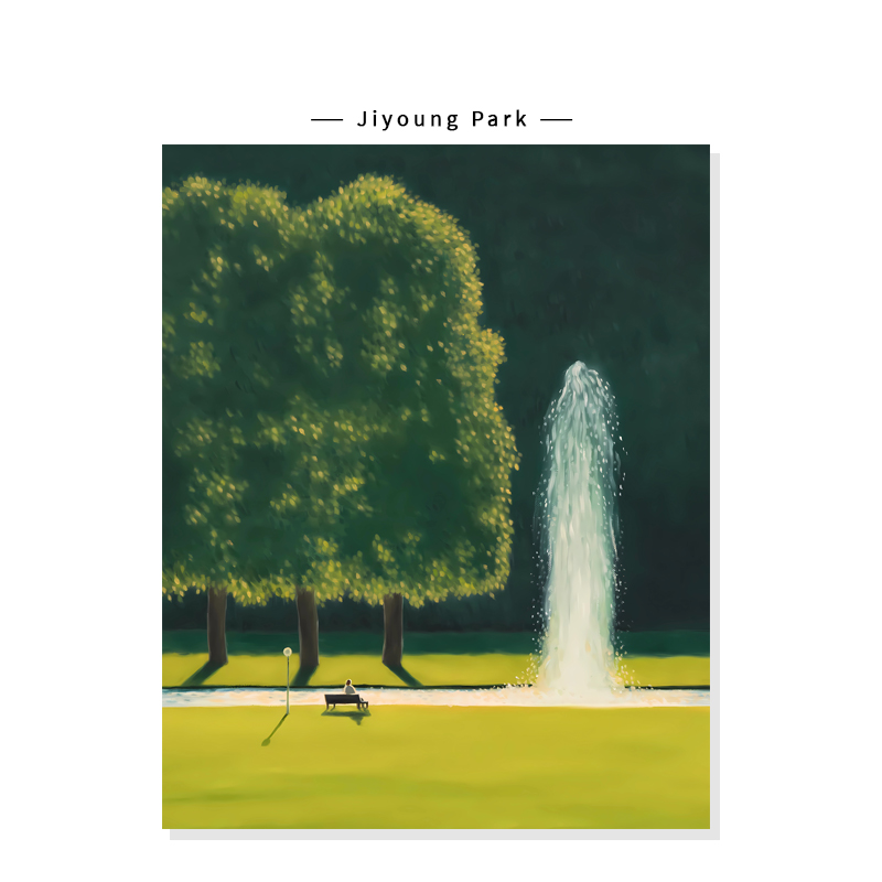 【Jiyoung Park】自然树林风景插画绿色治愈系复刻艺术装饰挂画芯