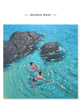 【Gordon Hunt】海洋风景插画蓝色系治愈游泳复刻艺术装饰挂画芯