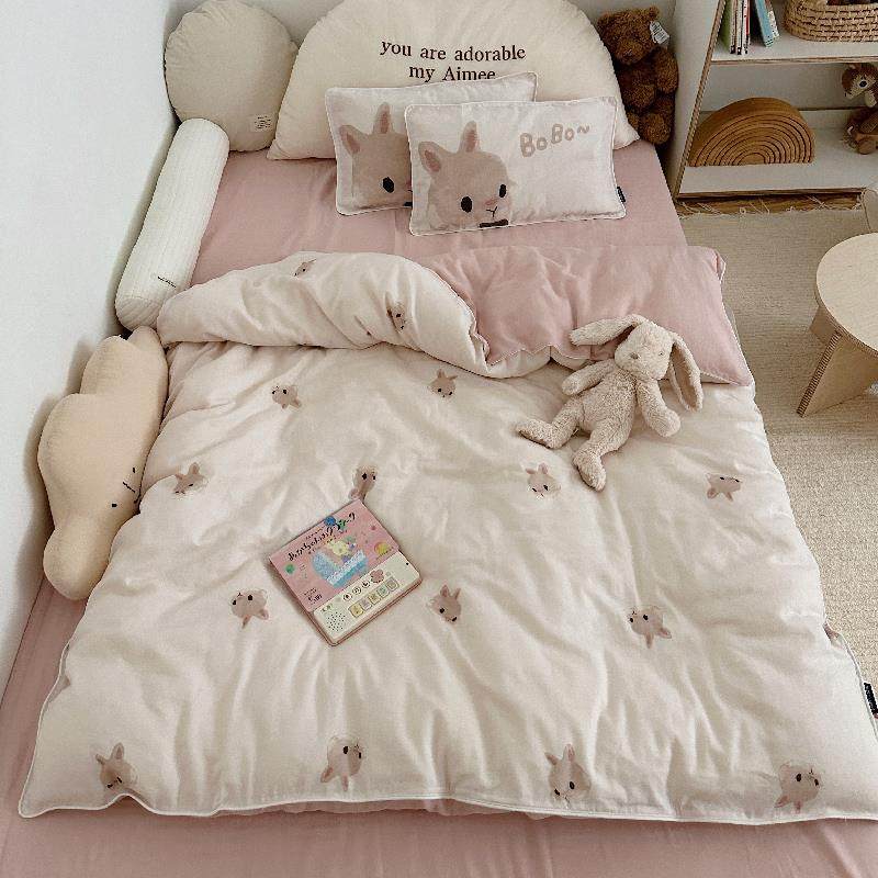 超柔a类儿童可爱单人纯棉被套婴儿宝宝幼儿园纱布被套床品三件套