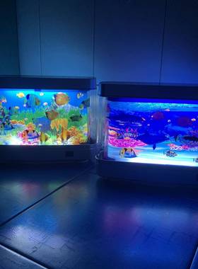 Led亚亚鱼缸仿真鱼缸造景迷你水族馆景观ins风梦核装饰灯台灯