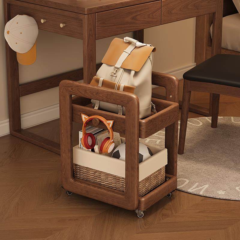 全实木儿童书包架书架落地家用置物架客厅储物架卧室可移动小书柜