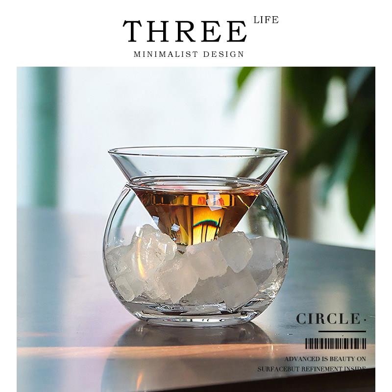 Tlife&middot;Circle&middot;酒具日式双层清酒冰酒器分离隔水冰酒壶酒杯|岁圆