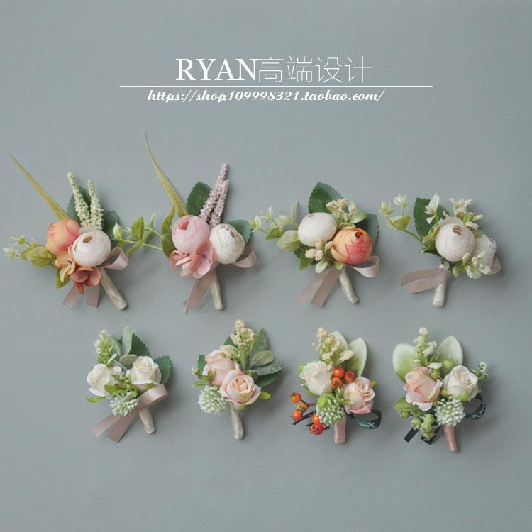 RYAN芮安原创·胸花襟花欧式奶茶色商务活动新娘新郎伴娘伴郎年会