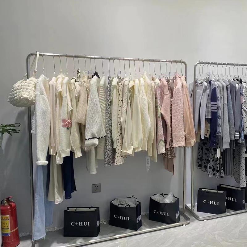 服装店展示陈列架落银地式女装货架童装中架架不锈钢拉岛丝挂珺乐