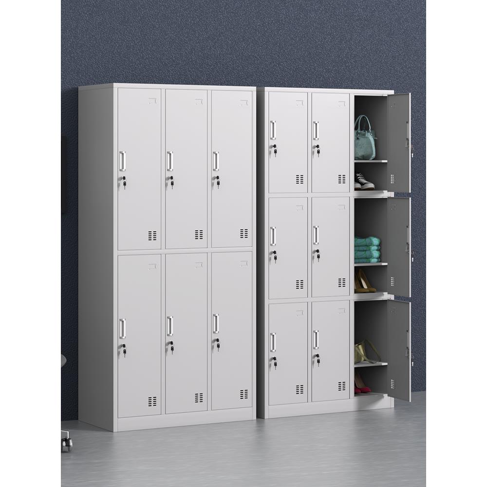 工厂宿舍四门铁皮员工更衣柜存包储物柜带锁碗柜六门浴室换鞋柜子