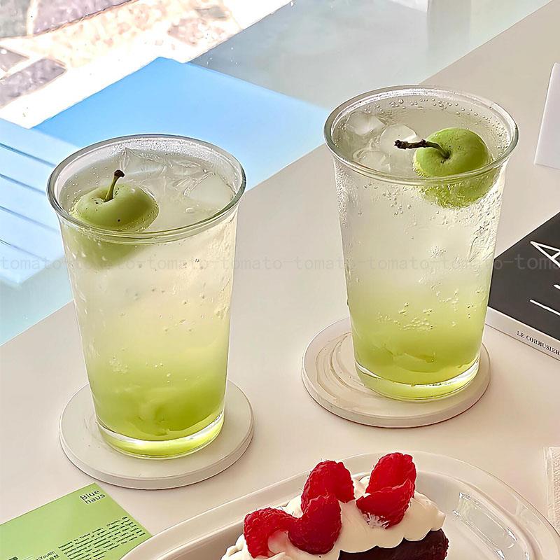 简约宽口玻璃杯ins反口咖啡杯透明喝水杯茶杯冰美式拿铁饮品杯子